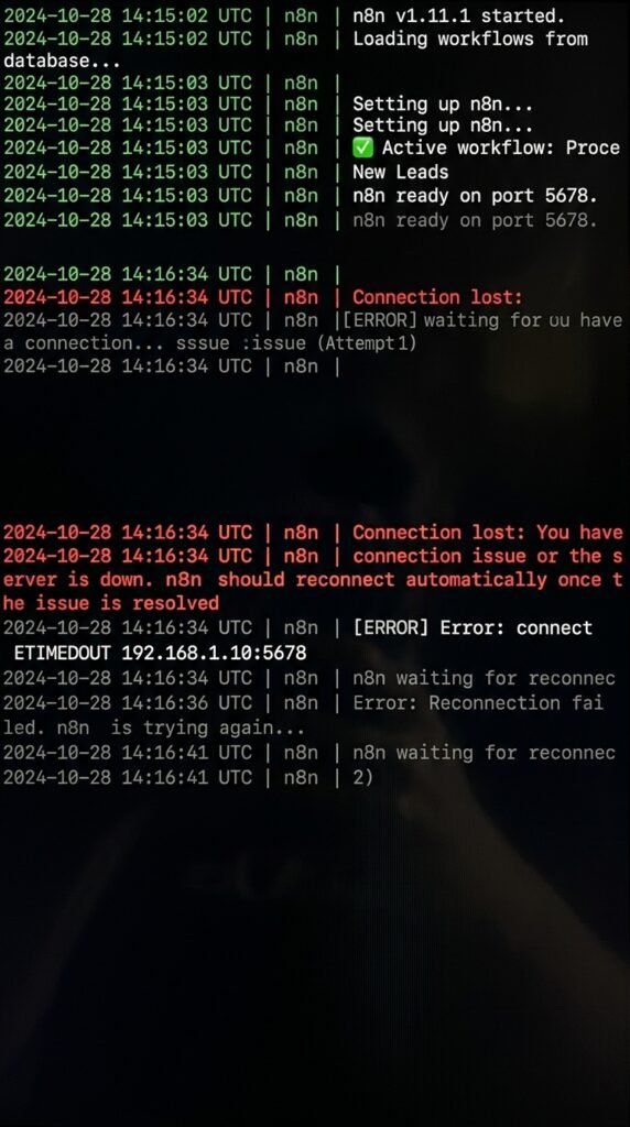 حل مشكلة “Lost Connection” في n8n على Docker — سطر واحد يكفي